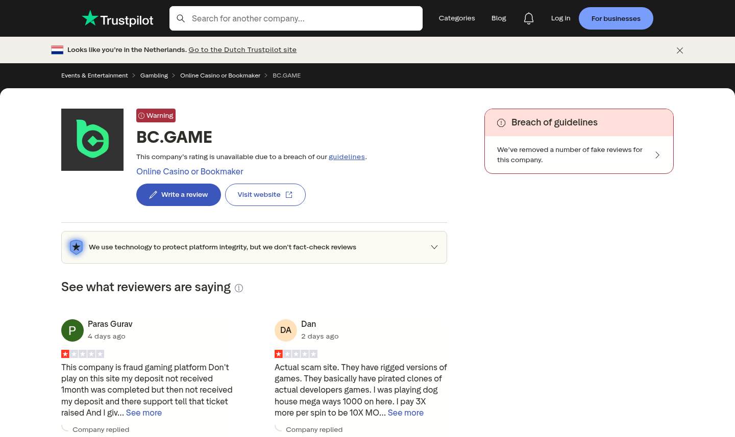 Contextual capture of a user-review page concerning the service